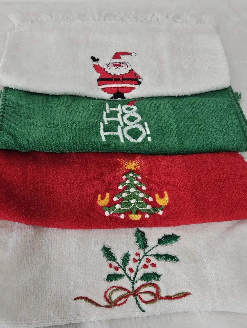 16 Christmas Themed Small Kitchen Bathroom Hand Towels with Various Embroidered
